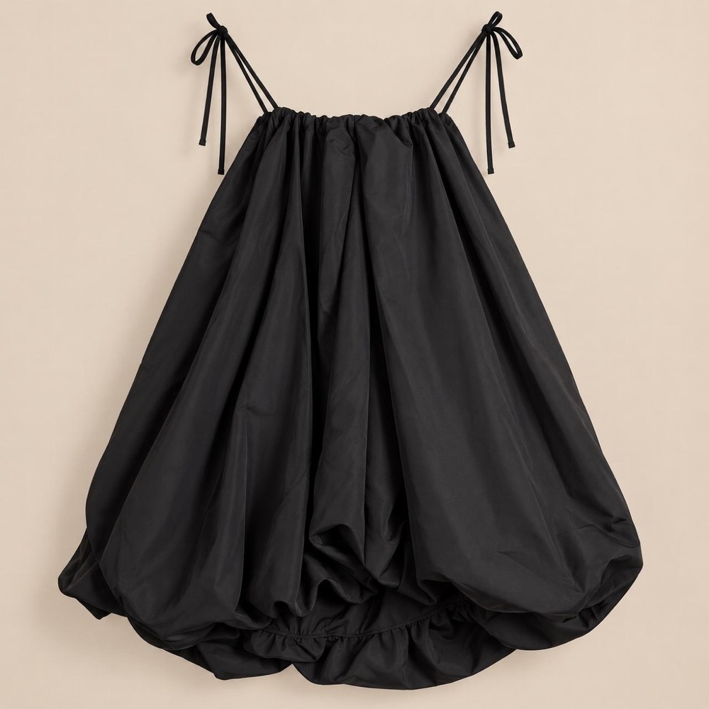 Old Navy The Occasion Black Bubble Mini Dress NWT Size L Tie Strap 759357-00